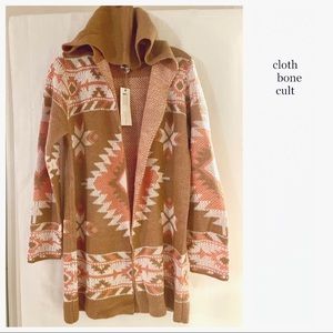 ✨NWT✨ Soft Aztec Tribal Print Hooded Cardigan SWEATER 🍁🧡🍁